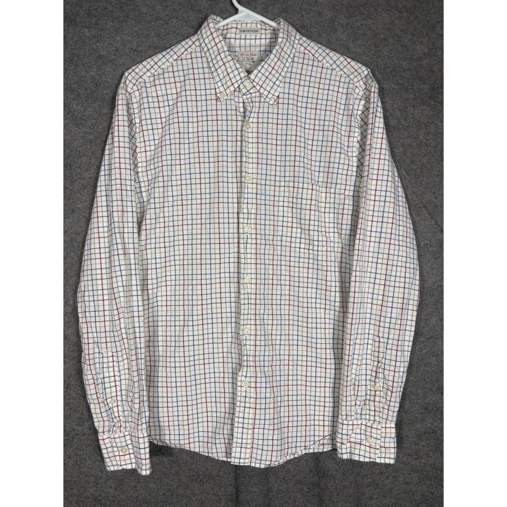 J.Crew Mens Secret Wash Slim Untucked Tattersall Shirt L Multi-Color BJ747